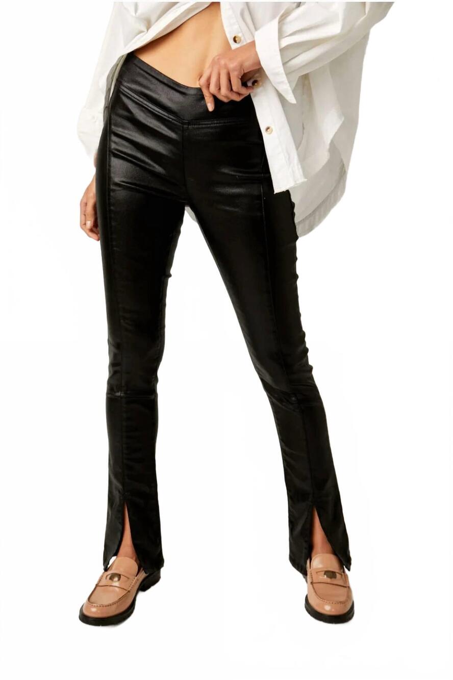 NEW DESIGUAL free people double dutch faux leather pants in black